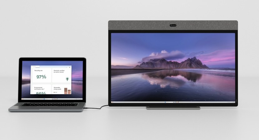Neat Board 32 z laptopem w trybie BYOD, jeden kabel USB-C